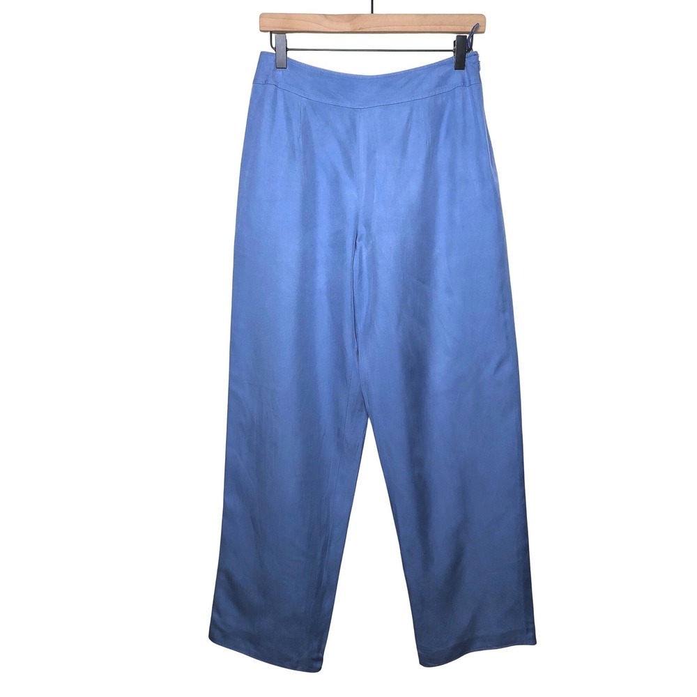 Talbots Signature Wide Leg Fit Side Zip‎ Pants Sky Blue Silk Wool Blend  Lined